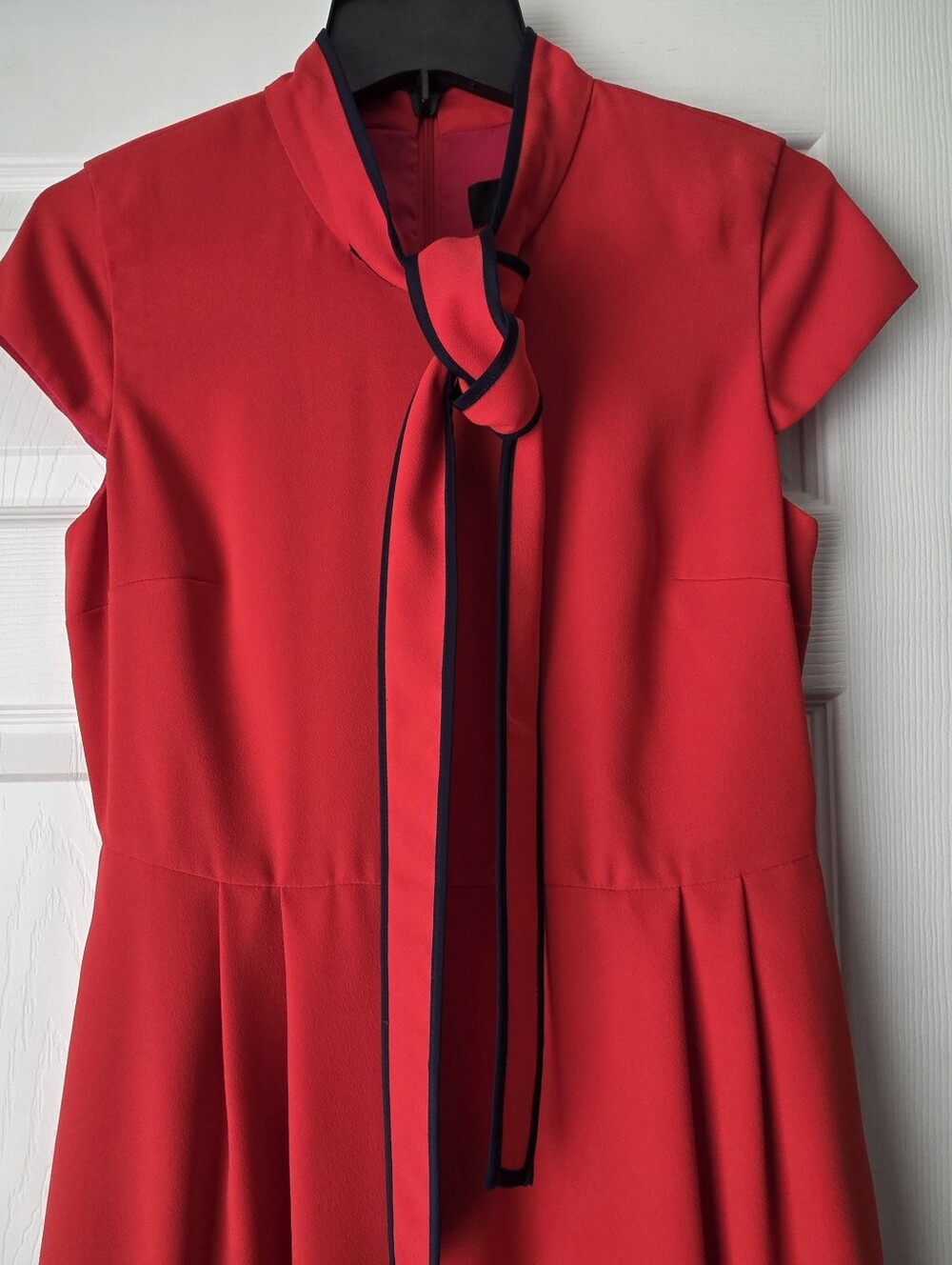 J. Crew Red Bow-Tie Fit & Flare Dress Size 6 - Picture 3 of 13